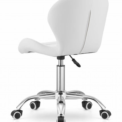 Kėdė ant ratukų AVOLA, balta eko oda - Beauty Kit