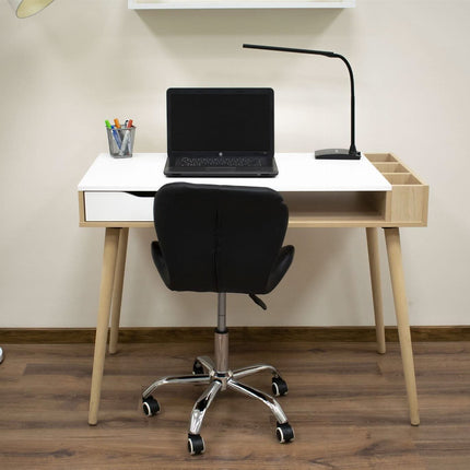 Kėdė ant ratukų AVOLA, juoda eko oda - Beauty Kit