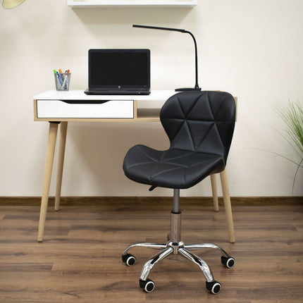 Kėdė ant ratukų AVOLA, juoda eko oda - Beauty Kit