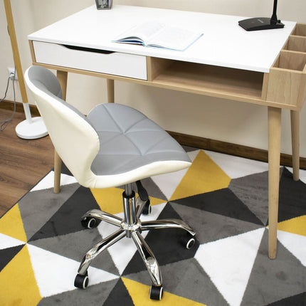 Kėdė ant ratukų AVOLA, pilkai ir balta eko oda - Beauty Kit