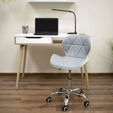 Kėdė ant ratukų AVOLA, pilkai ir balta eko oda - Beauty Kit