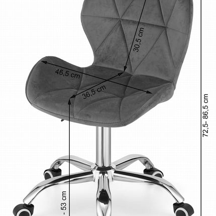 Kėdė ant ratukų AVOLA, tamsiai mėlynas aksomas - Beauty Kit