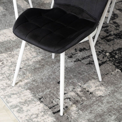 Kėdė LUCKY, juodas aksomas su baltomis kojomis - Beauty Kit