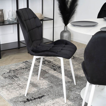 Kėdė LUCKY, juodas aksomas su baltomis kojomis - Beauty Kit