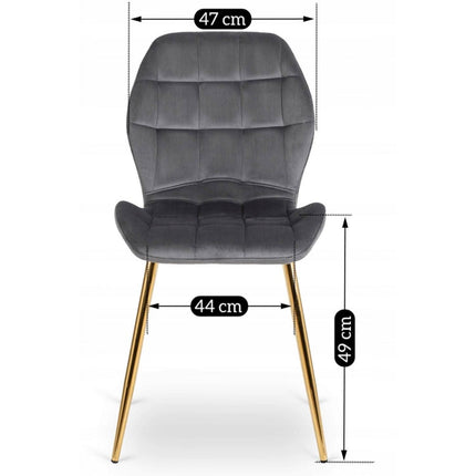 Kėdė LUCKY, pilkas aksomas su auksinėmis kojomis - Beauty Kit