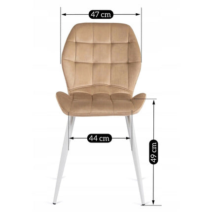 Kėdė LUCKY, smėlinis aksomas su baltomis kojomis - Beauty Kit