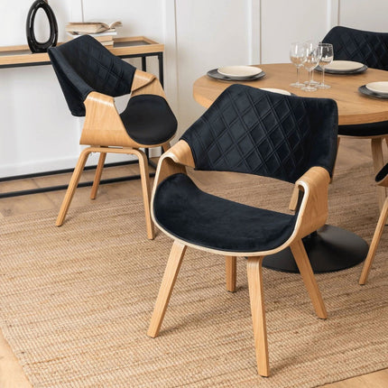 Kėdė LUISE Black Velour Modern Loft, juodas aksomas - Beauty Kit