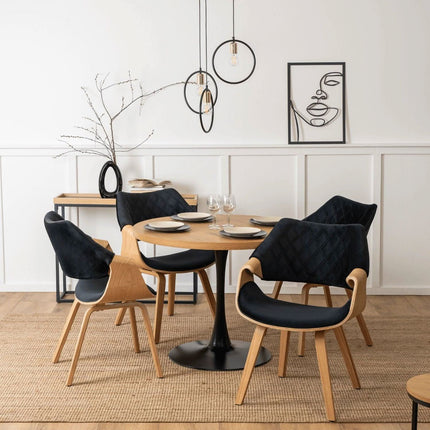 Kėdė LUISE Black Velour Modern Loft, juodas aksomas - Beauty Kit