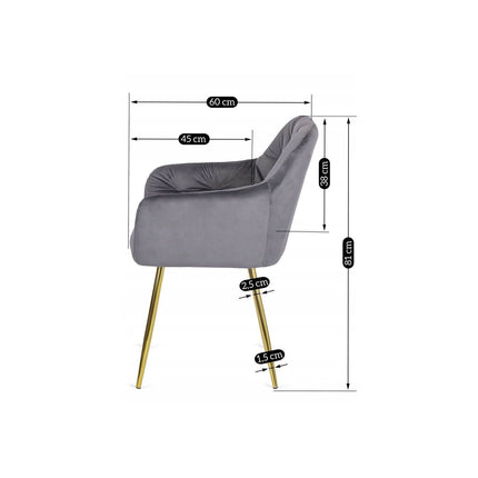 Kėdė RAYA, pilkas aksomas - Beauty Kit