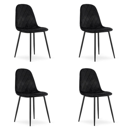 Kėdės ASTI, juodas aksomas, 4 vnt. - Beauty Kit