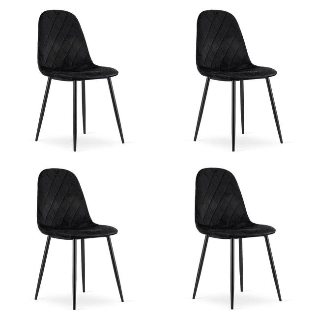 Kėdės ASTI, juodas aksomas, 4 vnt. - Beauty Kit