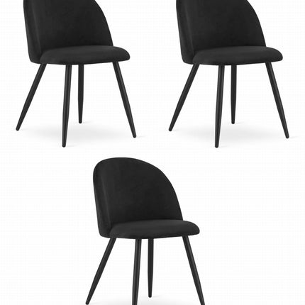 Kėdės BELLO, juodas aksomas, 3 vnt. - Beauty Kit
