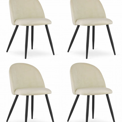 Kėdės BELLO, smėlio spalvos aksomas, 4 vnt. - Beauty Kit