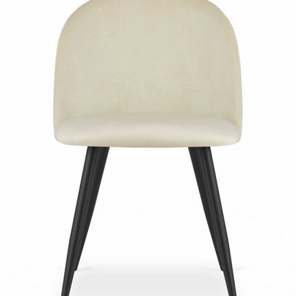 Kėdės BELLO, smėlio spalvos aksomas/juodos kojos, 3 vnt. - Beauty Kit