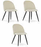 Kėdės BELLO, smėlio spalvos aksomas/juodos kojos, 3 vnt. - Beauty Kit