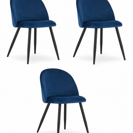 Kėdės BELLO, tamsiai mėlynas aksomas, 3 vnt. - Beauty Kit