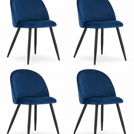 Kėdės BELLO, tamsiai mėlynas aksomas, 4 vnt. - Beauty Kit