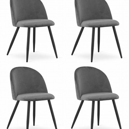 Kėdės BELLO, tamsiai pilkas aksomas, 4 vnt. - Beauty Kit