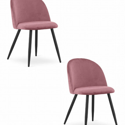 Kėdės BELLO, tamsiai rožinis aksomas/juodos kojos, 2 vnt. - Beauty Kit