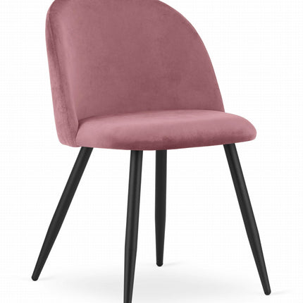 Kėdės BELLO, tamsiai rožinis aksomas/juodos kojos, 4 vnt. - Beauty Kit