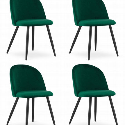 Hurtmeblowy BELLO kėdės žaliu aksomu – elegantiški baldai grožio salonui, 4 vnt. komplektas