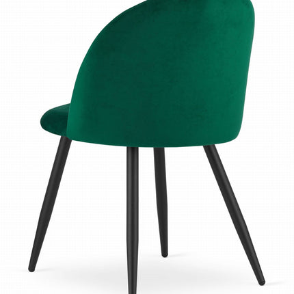 Aukštos kokybės aksomo kėdės grožio salonui BELLO – tvirta konstrukcija ir prabangus žalias audinys