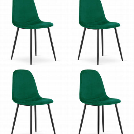 Kėdės COMO, tamsiai žalias aksomas, 4 vnt. - Beauty Kit
