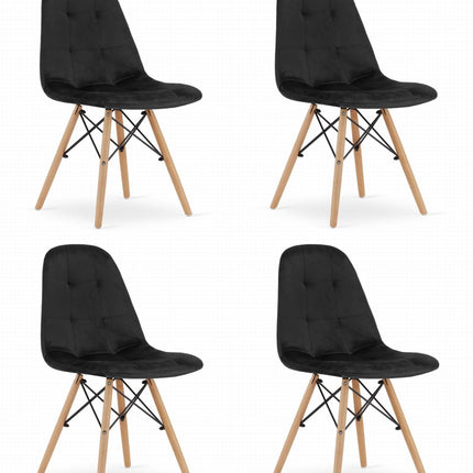 Kėdės DUMO, juodas aksomas, 4 vnt. - Beauty Kit