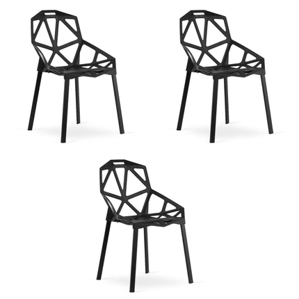 Kėdės ESSEN, juoda spalva, 3 vnt. - Beauty Kit