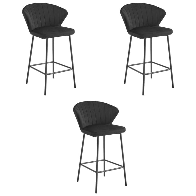 Kėdės GATTA, juodas aksomas, 3 vnt. - Beauty Kit