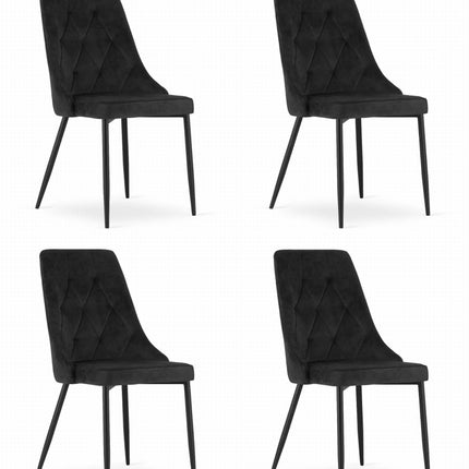 Kėdės IMOLA, juodas aksomas, 4 vnt. - Beauty Kit