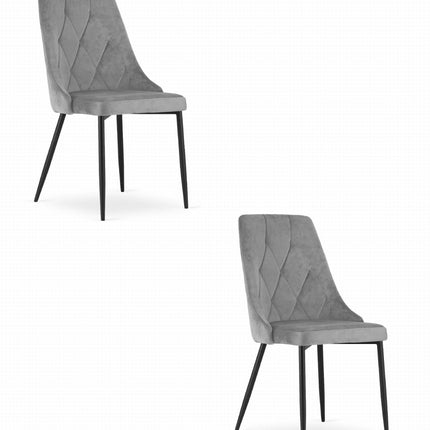 Kėdės IMOLA, šviesiai pilkas aksomas, 2 vnt. - Beauty Kit