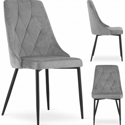 Kėdės IMOLA, šviesiai pilkas aksomas, 2 vnt. - Beauty Kit