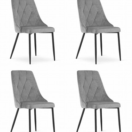 Kėdės IMOLA, šviesiai pilkas aksomas, 4 vnt. - Beauty Kit