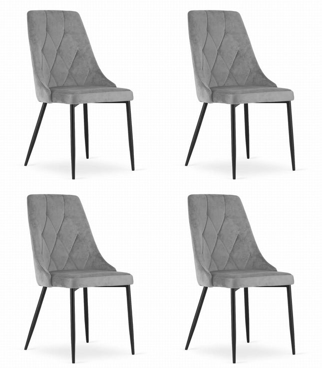 Kėdės IMOLA, šviesiai pilkas aksomas, 4 vnt. - Beauty Kit