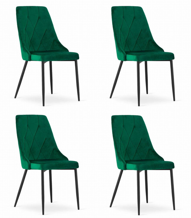 Kėdės IMOLA, tamsiai žalias aksomas, 4 vnt. - Beauty Kit