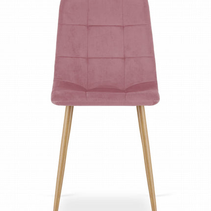 Kėdės KARA, rožinės spalvos aksomo/medžio spalvos kojos, 2 vnt. - Beauty Kit