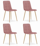 Kėdės KARA, rožinės spalvos aksomo/medžio spalvos kojos, 4 vnt. - Beauty Kit