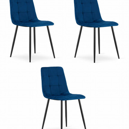 Kėdės KARA, tamsiai mėlynas aksomas, 3 vnt. - Beauty Kit