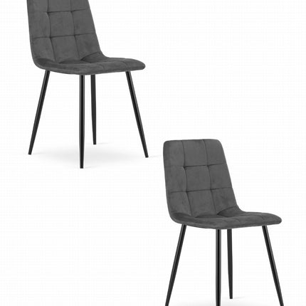 Kėdės KARA, tamsiai pilkas aksomas, 2 vnt. - Beauty Kit