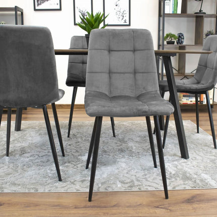 Kėdės KARA, tamsiai pilkas aksomas, 2 vnt. - Beauty Kit