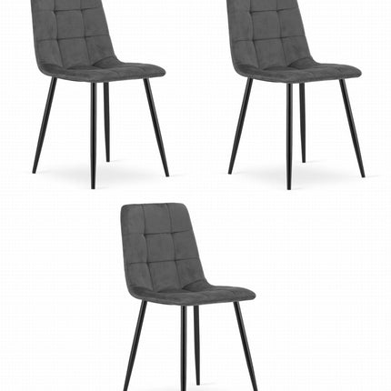 Kėdės KARA, tamsiai pilkas aksomas, 3 vnt. - Beauty Kit