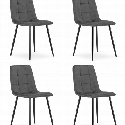 Kėdės KARA, tamsiai pilkas aksomas, 4 vnt. - Beauty Kit