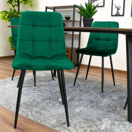 Kėdės KARA, tamsiai žalias aksomas, 3 vnt. - Beauty Kit