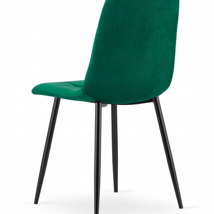 KARA tamsiai žalia aksominė kėdė – ergonomiška kliento vieta kosmetologijos kabinete
