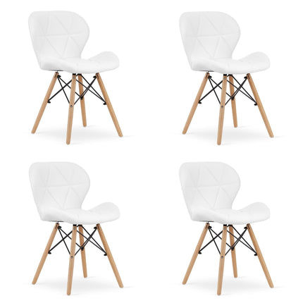 Kėdės LAGO, balta eko oda, 4 vnt. - Beauty Kit