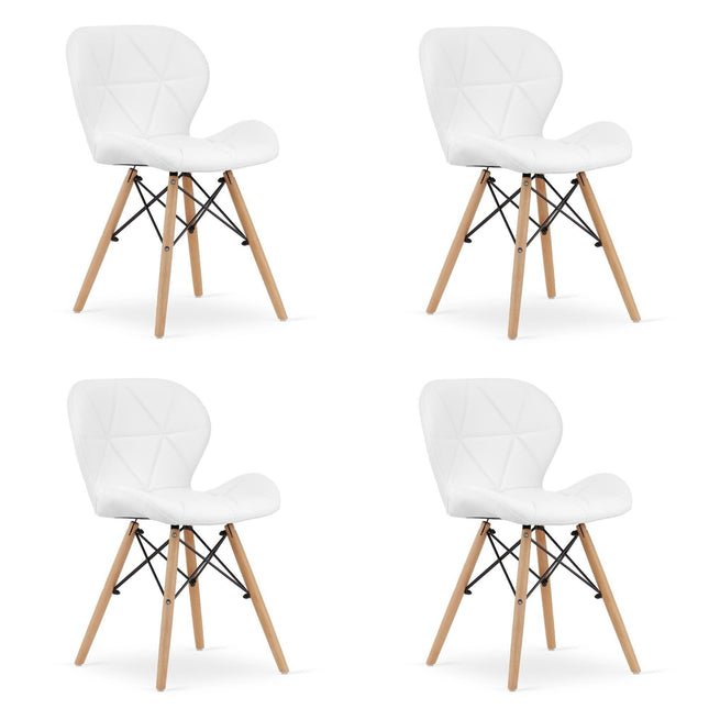 Kėdės LAGO, balta eko oda, 4 vnt. - Beauty Kit