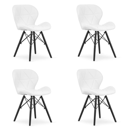 Kėdės LAGO, balta eko oda/juodos kojos, 4 vnt. - Beauty Kit