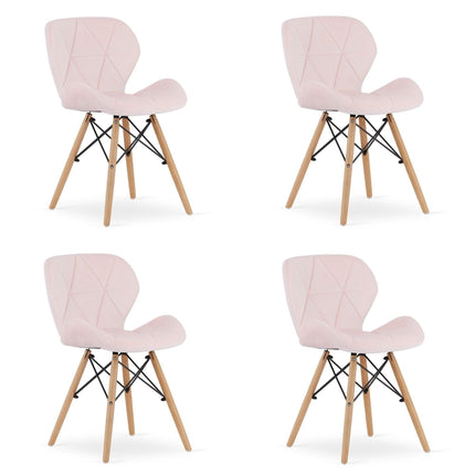 Kėdės LAGO Velvet, rožinis aksomas, 4 vnt. - Beauty Kit
