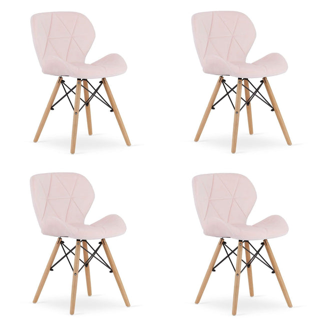 Kėdės LAGO Velvet, rožinis aksomas, 4 vnt. - Beauty Kit